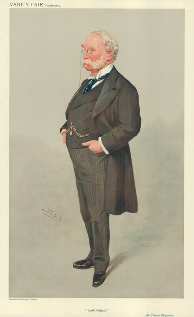 Sir Thomas Wrightson, Zollreform, 6. Mai 1908, Vanity Fair Karikatur von Leslie Matthew Ward